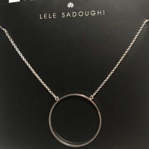 Lele  Sadoughi Silver Circle Necklace